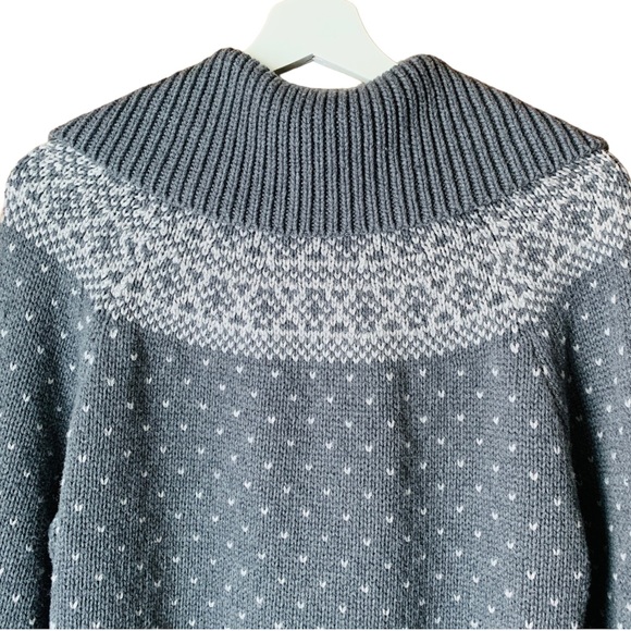 Talbots Front Zip Women’s Cardigan Grey Cream Size XL Cotton Wool With Pockets - Picture 6 of 16